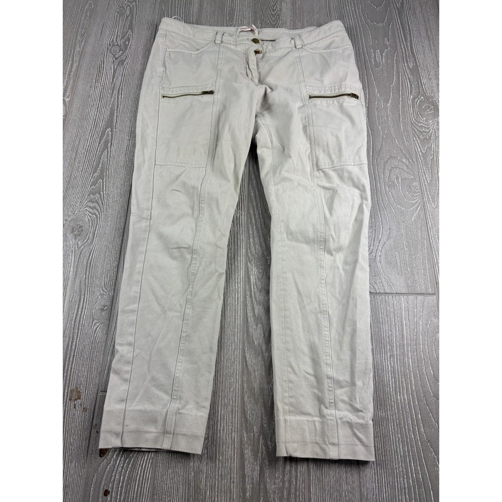 Sundance Tan Straight Leg Pants Womens Cream Ankle Flat Front Mid Rise Inseam 28